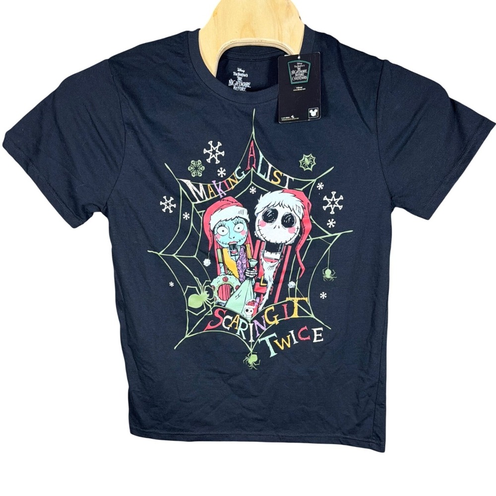Disney Nightmare Before Christmas Jack Sally Scaring It Twice Graphic Tee M New